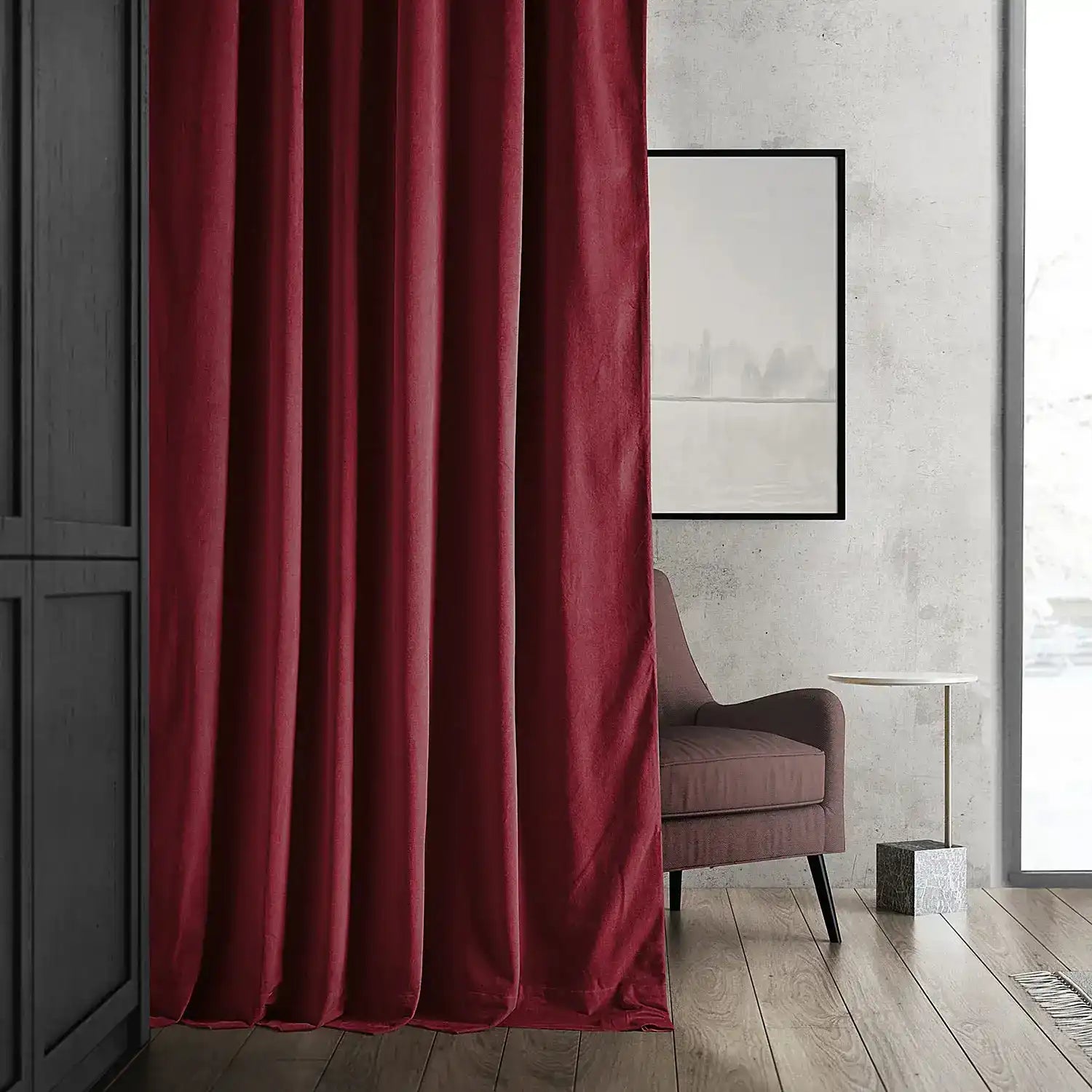 Moroccan Red Signature Velvet Custom Curtain