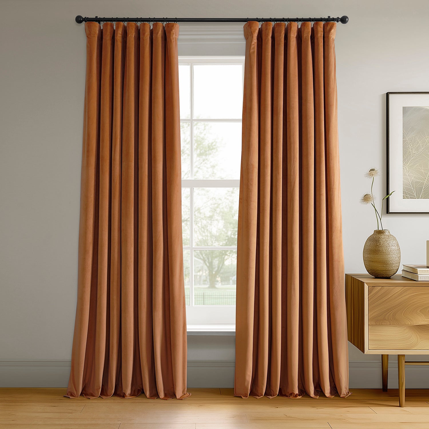 Burnt Pumpkin Signature Velvet Blackout Curtain