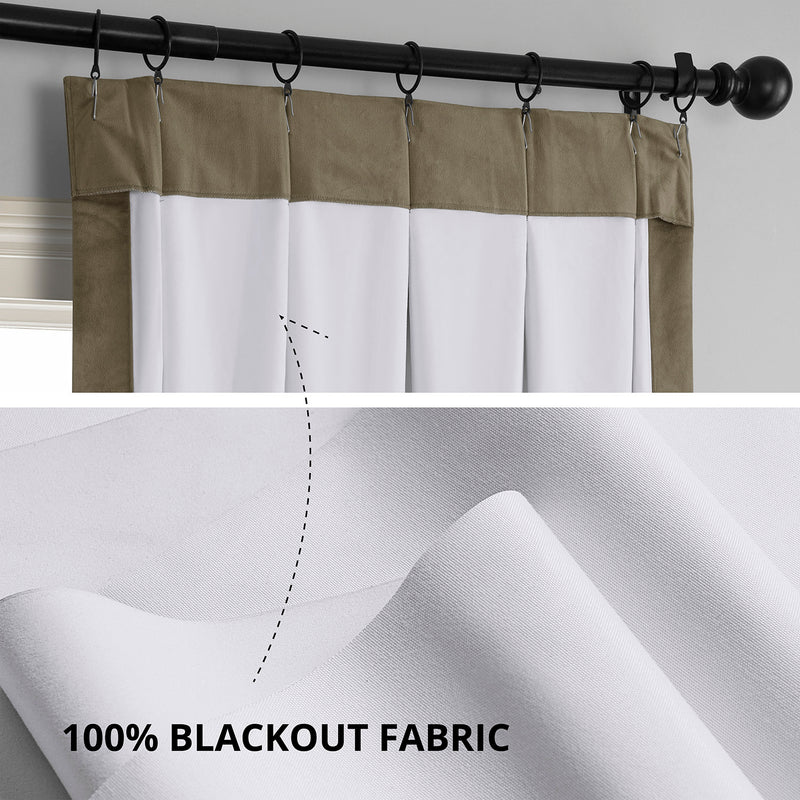 Denver Taupe French Pleat Signature Velvet Blackout Curtain