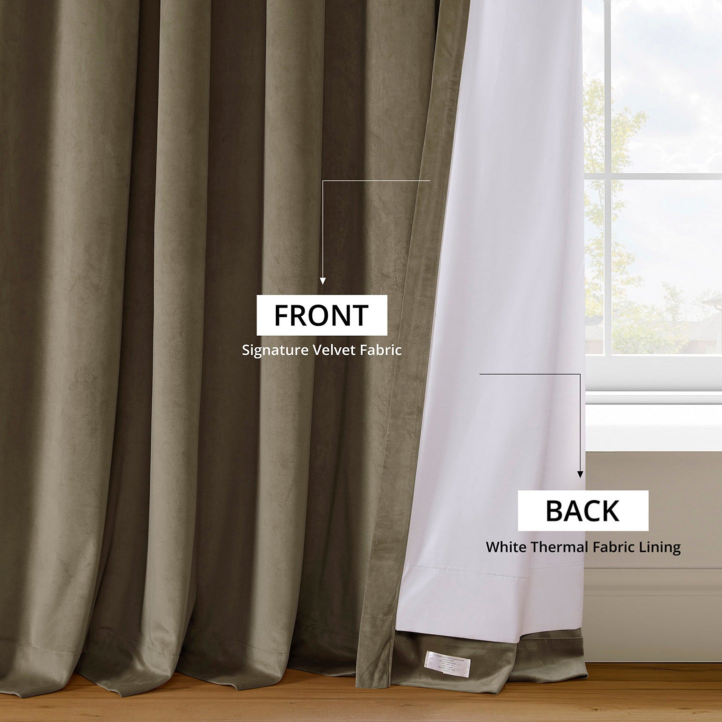 Denver Taupe Signature Velvet Blackout Curtain