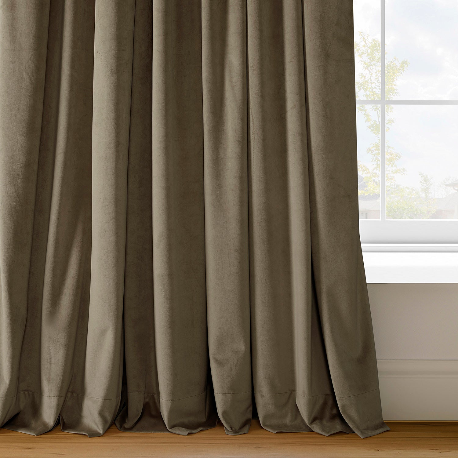 Denver Taupe Signature Velvet Custom Curtain
