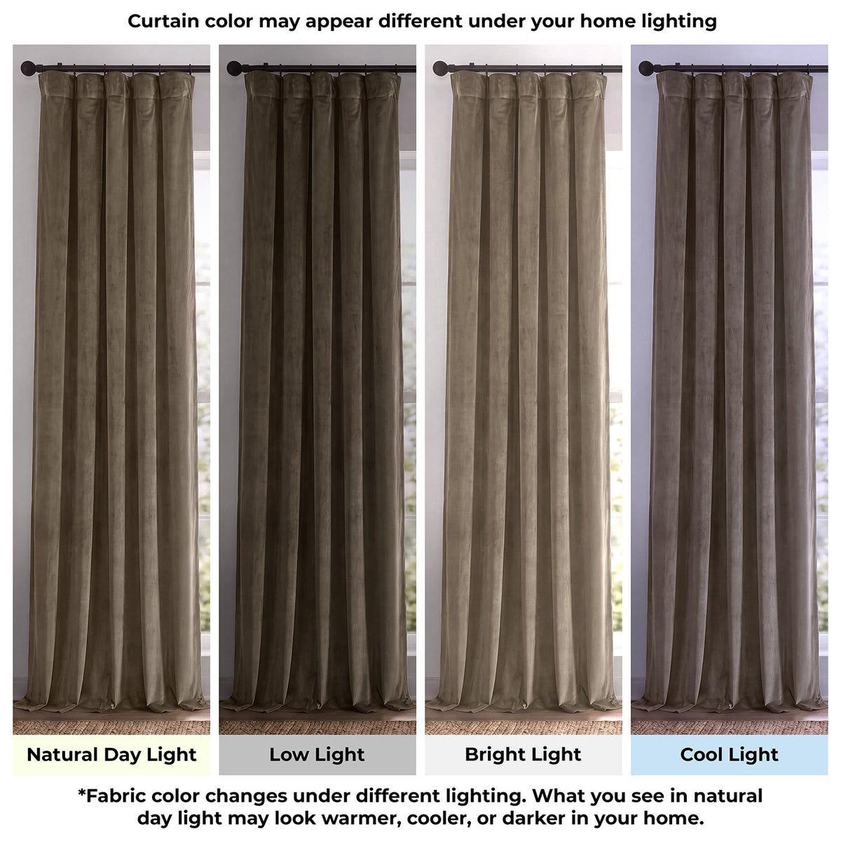 Denver Taupe Signature Velvet Blackout Curtain