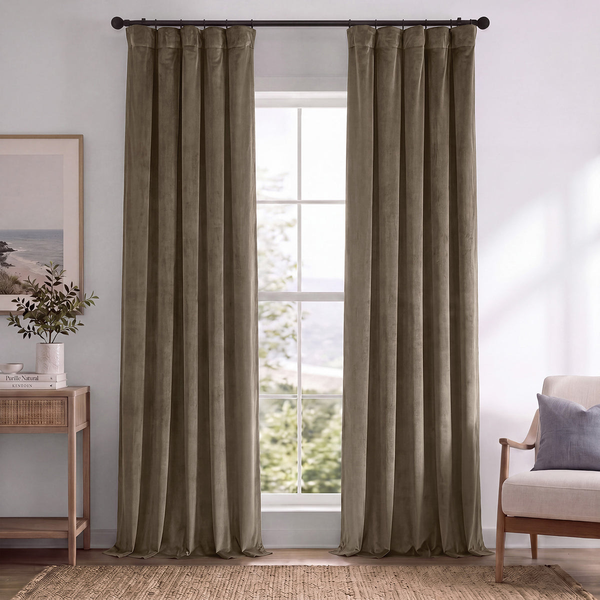 Denver Taupe Signature Velvet Blackout Curtain