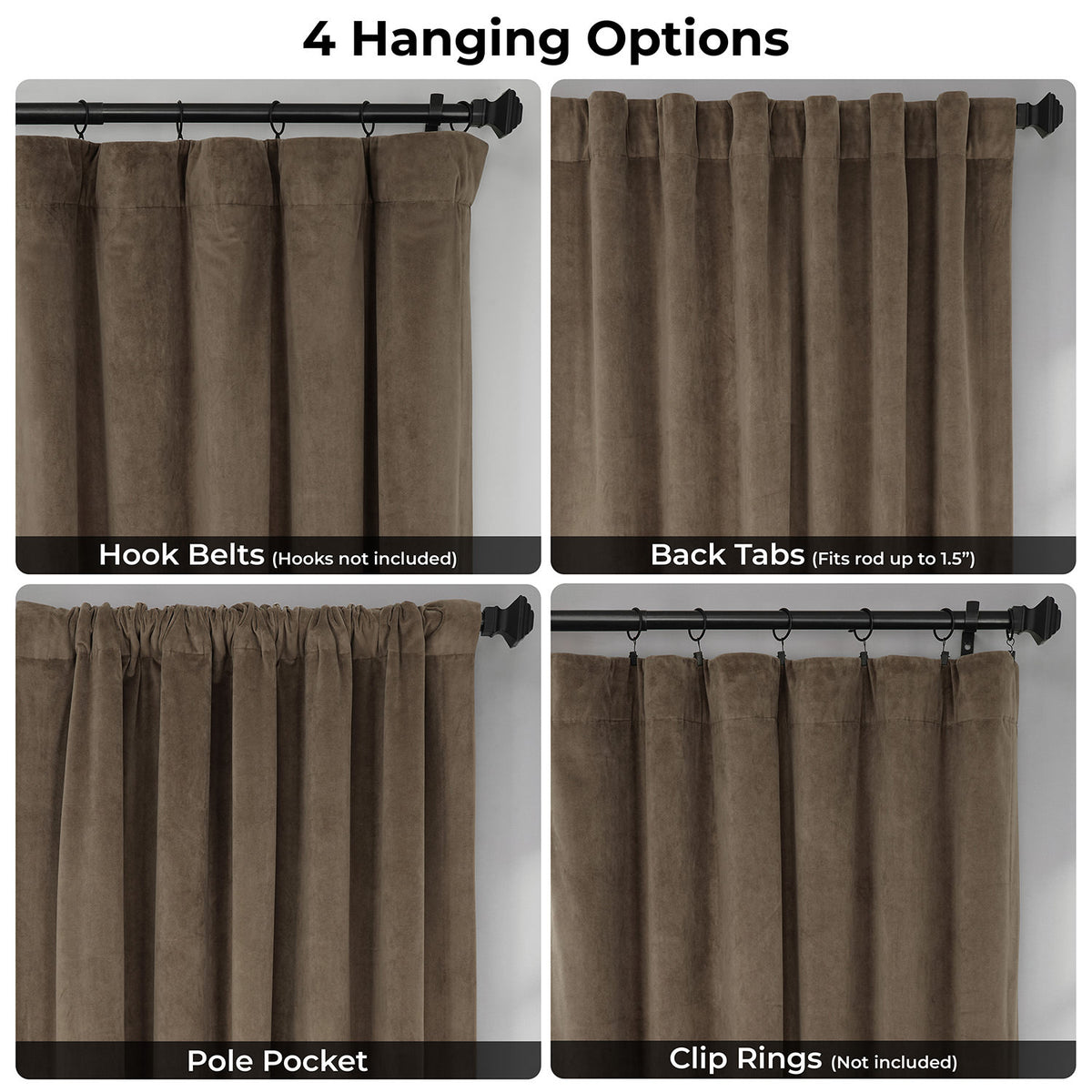 Denver Taupe Signature Velvet Blackout Curtain