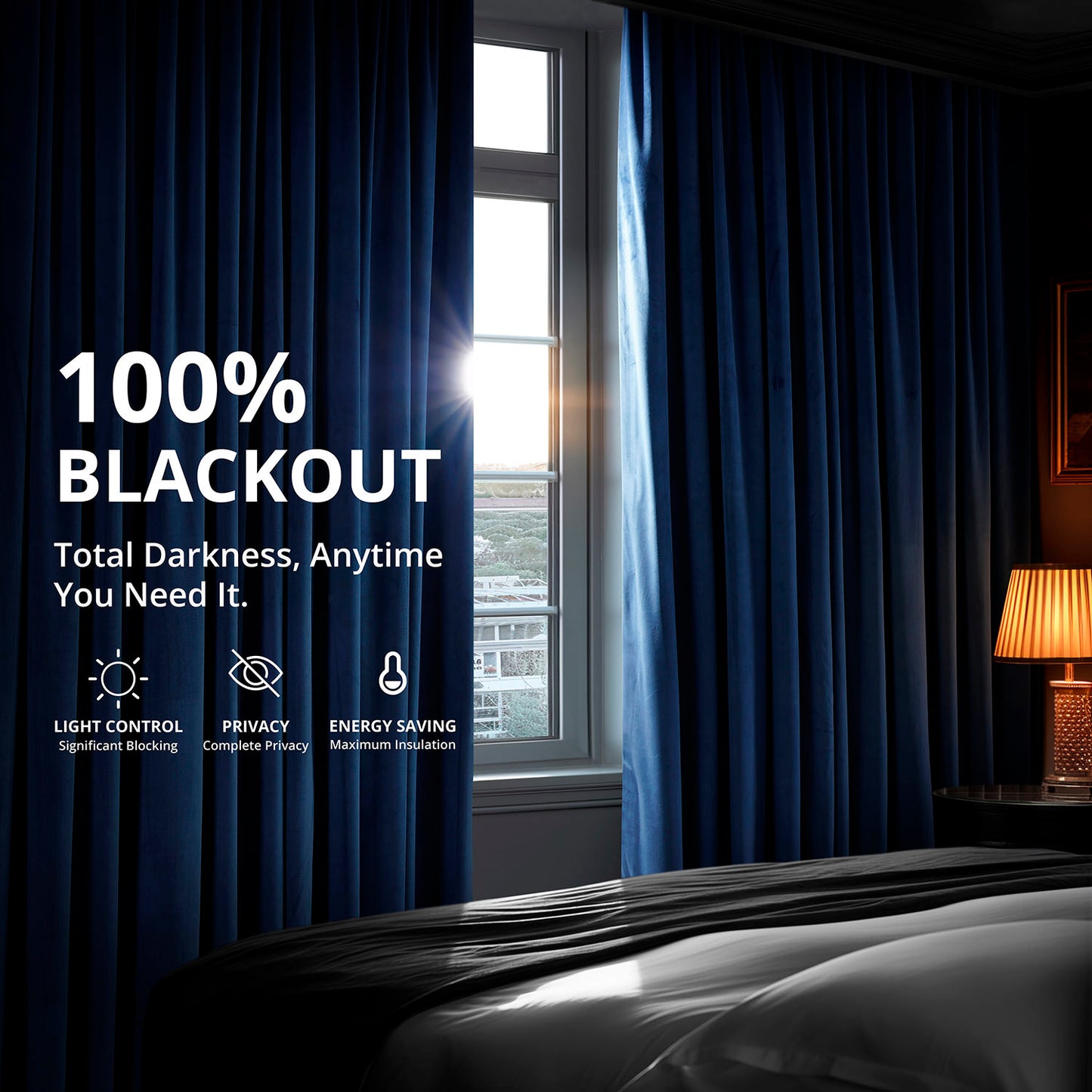 Union Blue Signature Velvet Blackout Curtain