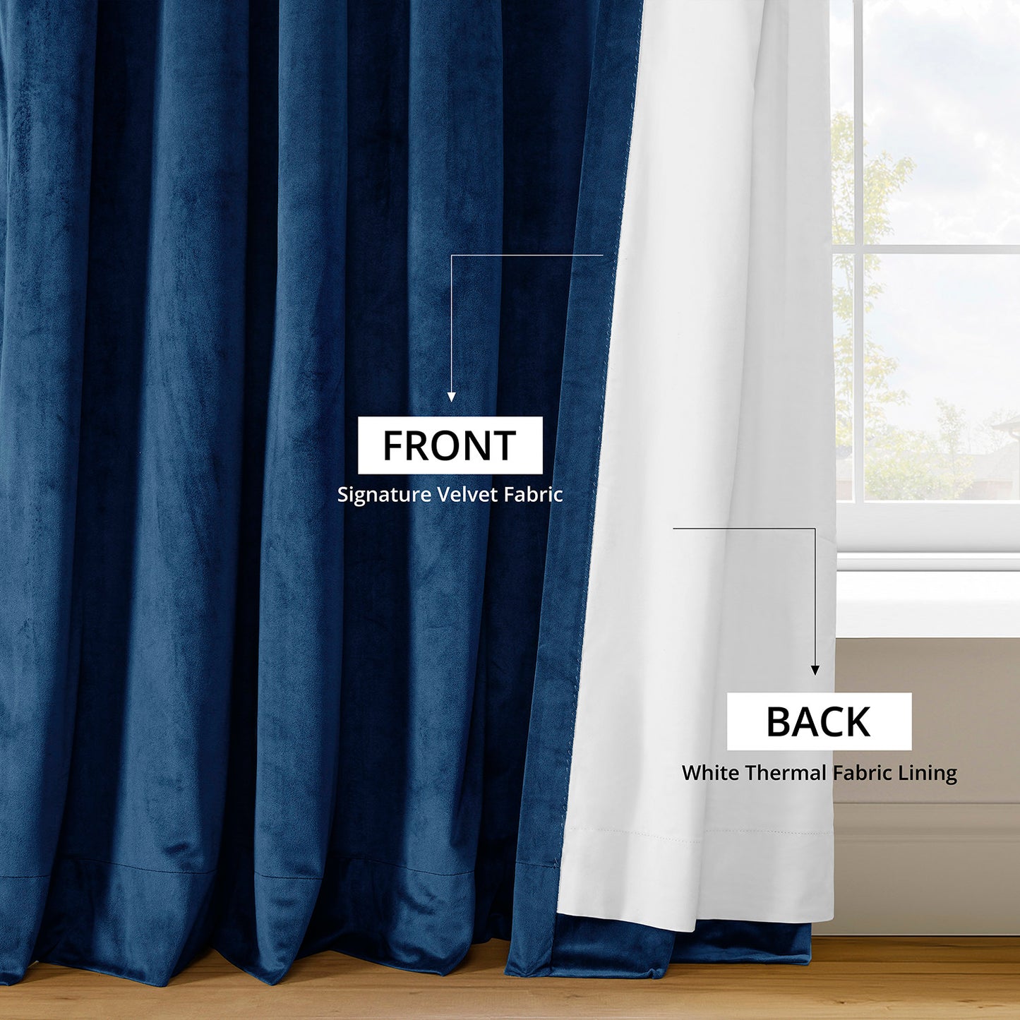 Union Blue Signature Velvet Blackout Curtain