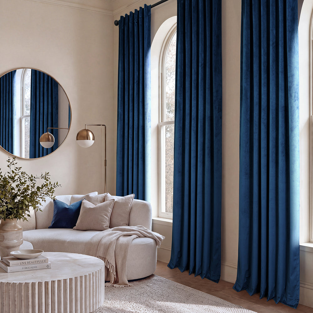 Union Blue Signature Velvet Custom Curtain