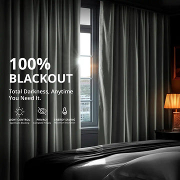 Neutral Grey French Pleat Signature Velvet Blackout Curtain