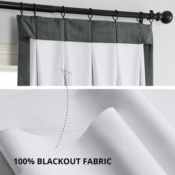 Neutral Grey French Pleat Signature Velvet Blackout Curtain