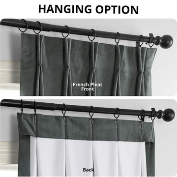 Neutral Grey French Pleat Signature Velvet Blackout Curtain