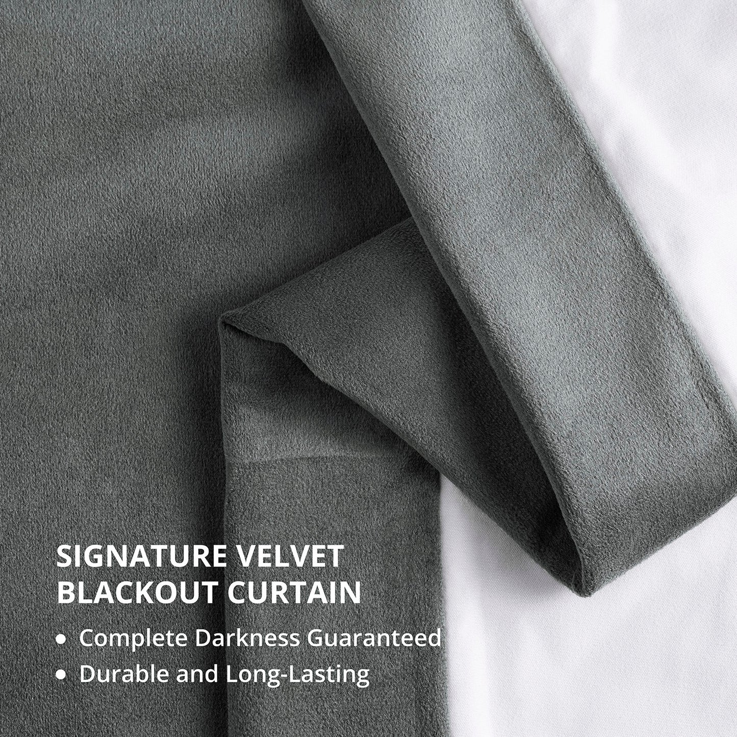 Neutral Grey French Pleat Signature Velvet Blackout Curtain
