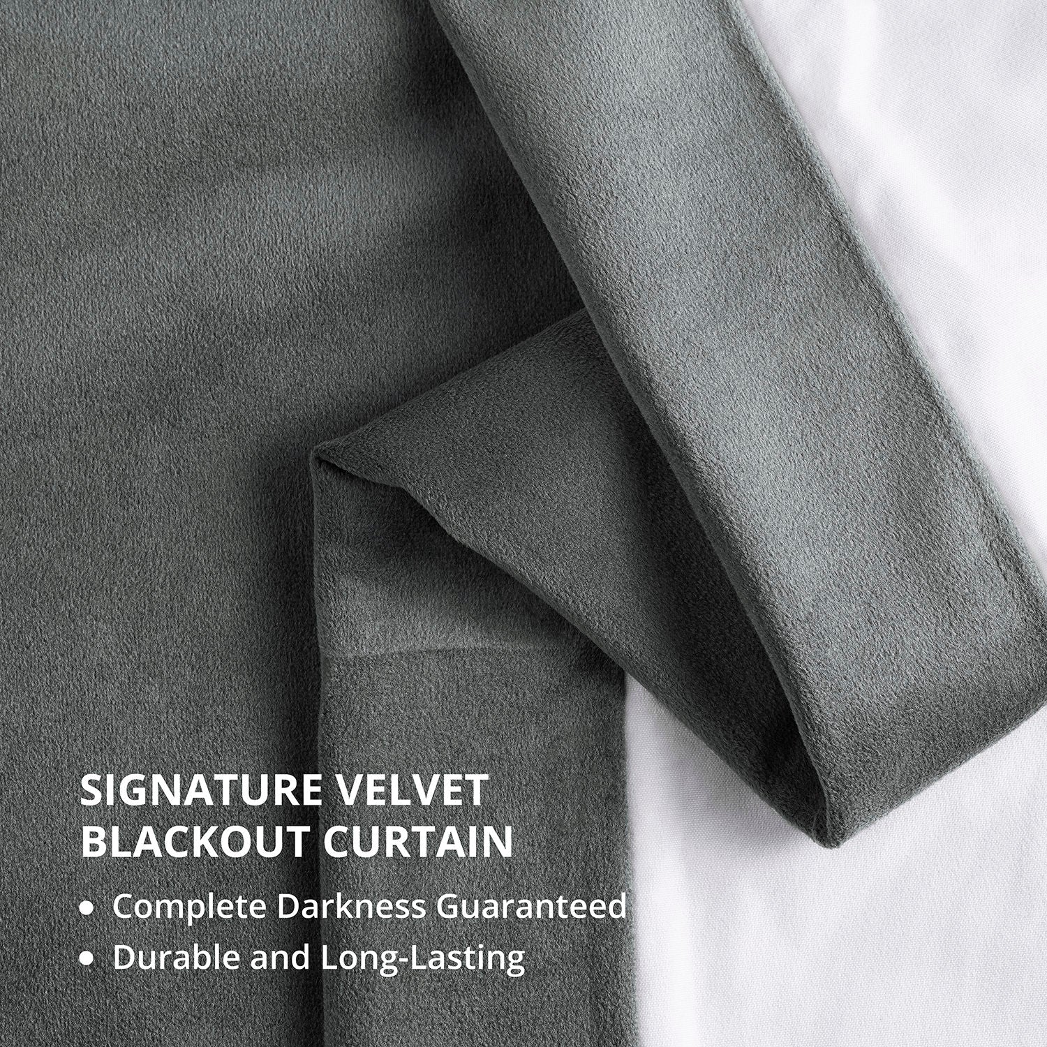 Neutral Grey French Pleat Signature Velvet Blackout Curtain