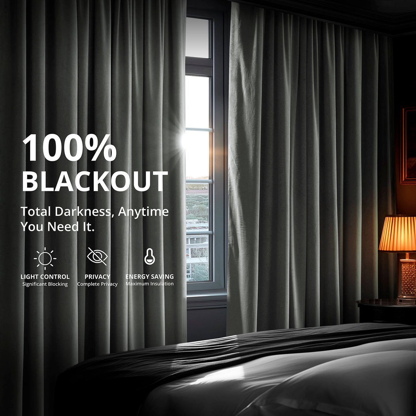 Natural Grey Signature Velvet Blackout Curtain