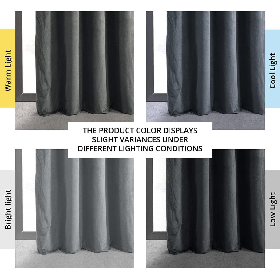 Natural Grey Grommet Signature Velvet Blackout Curtain - HalfPriceDrapes.com