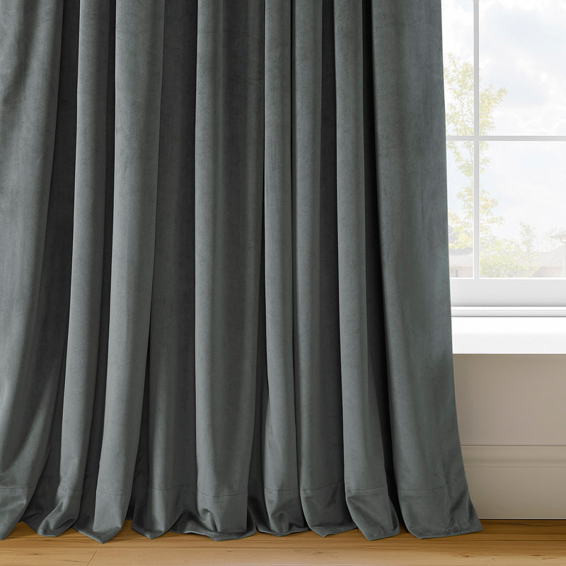 Natural Grey Signature Velvet Custom Curtain