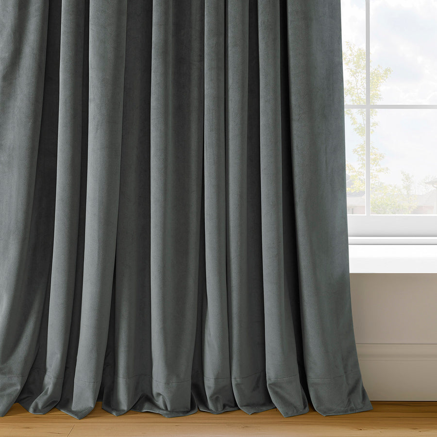 Natural Grey Signature Velvet Custom Curtain
