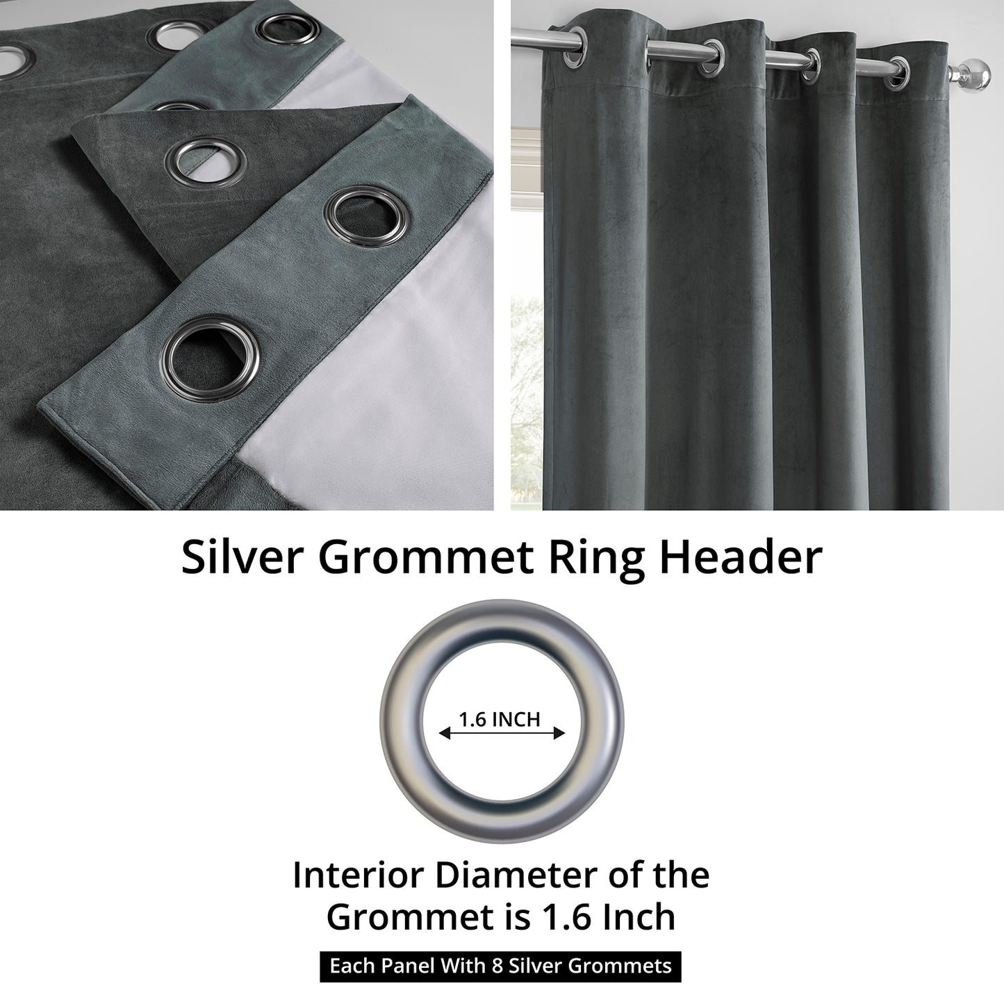 Natural Grey Grommet Signature Velvet Blackout Curtain