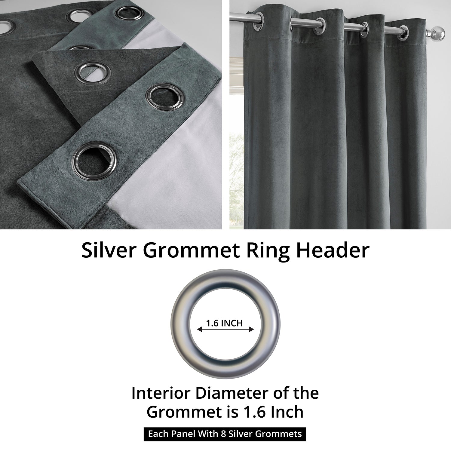 Natural Grey Grommet Signature Velvet Blackout Curtain