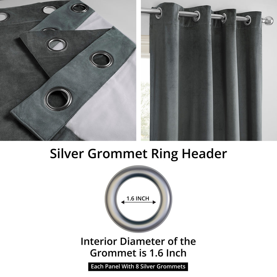 Natural Grey Grommet Signature Velvet Blackout Curtain