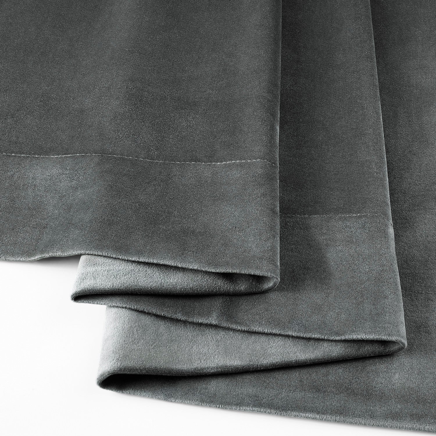 Natural Grey Signature Velvet Custom Curtain