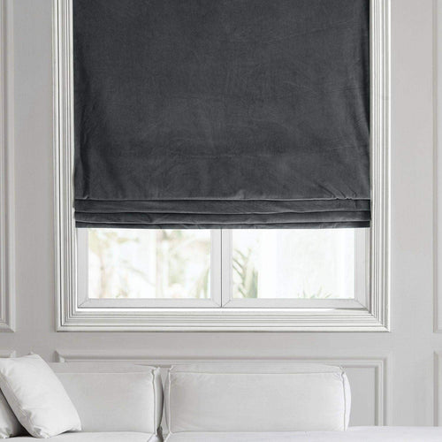 Natural Grey Signature Velvet Roman Shade