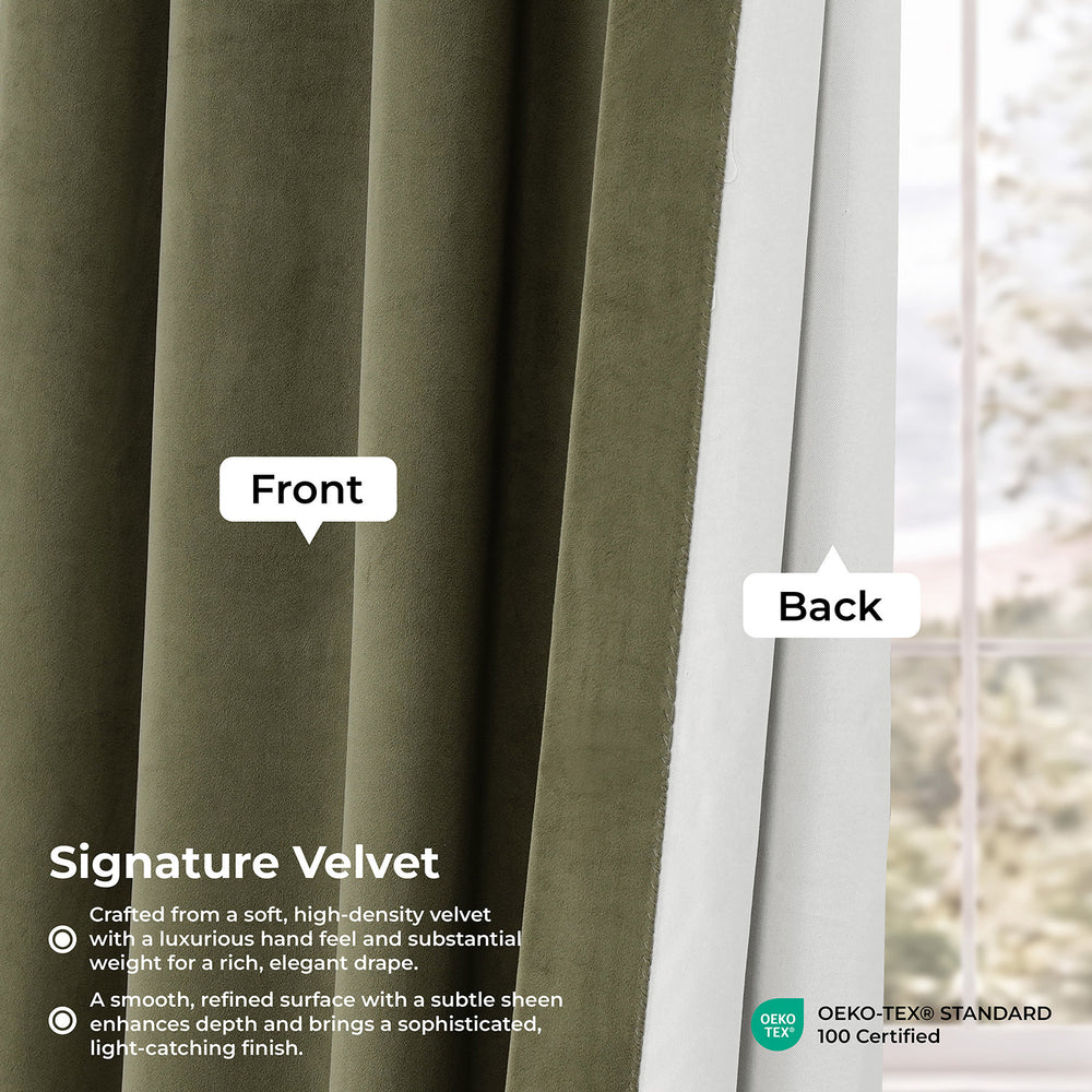 Hunter Green Pinch Pleat Signature Velvet Blackout Curtain