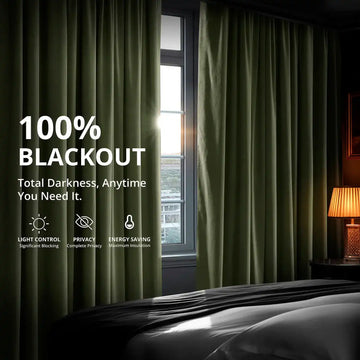 Hunter Green French Pleat Signature Velvet Blackout Curtain