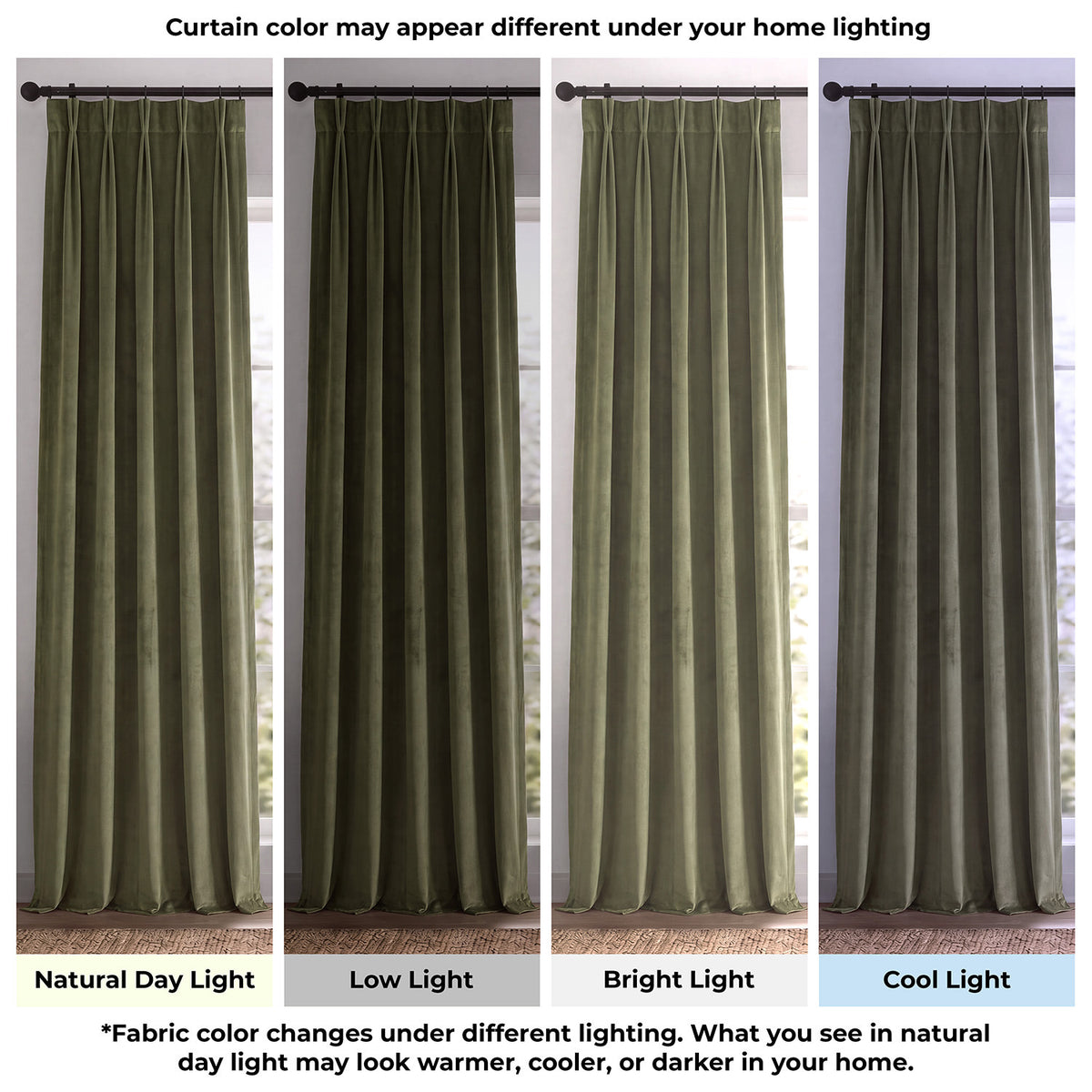 Hunter Green Pinch Pleat Signature Velvet Blackout Curtain