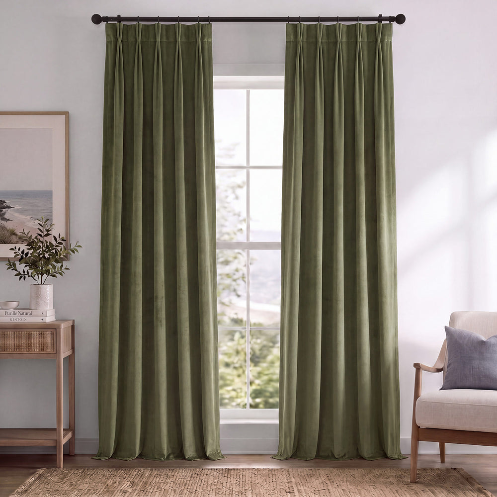Hunter Green Pinch Pleat Signature Velvet Blackout Curtain