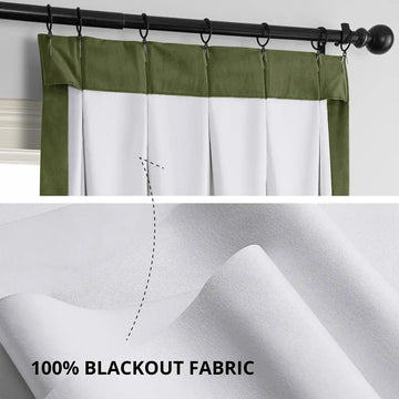 Hunter Green French Pleat Signature Velvet Blackout Curtain