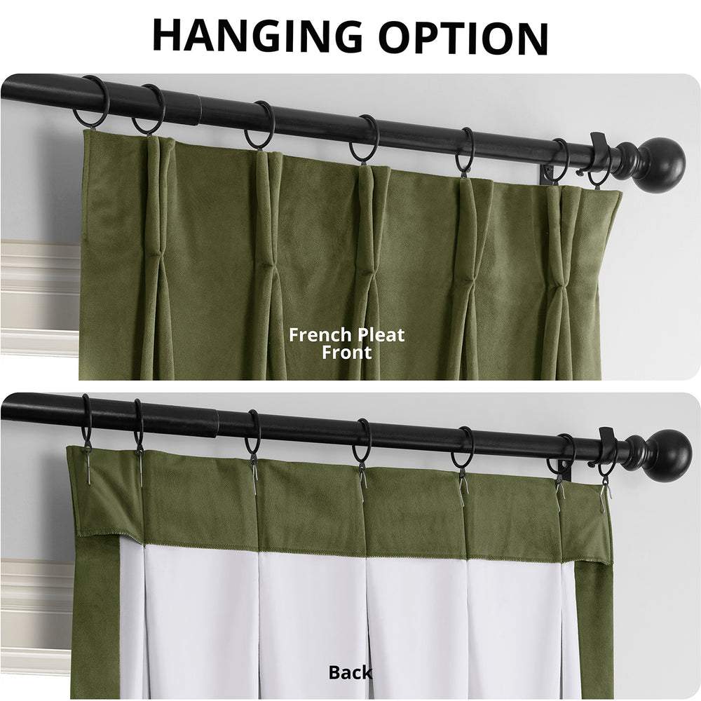 Hunter Green French Pleat Signature Velvet Blackout Curtain