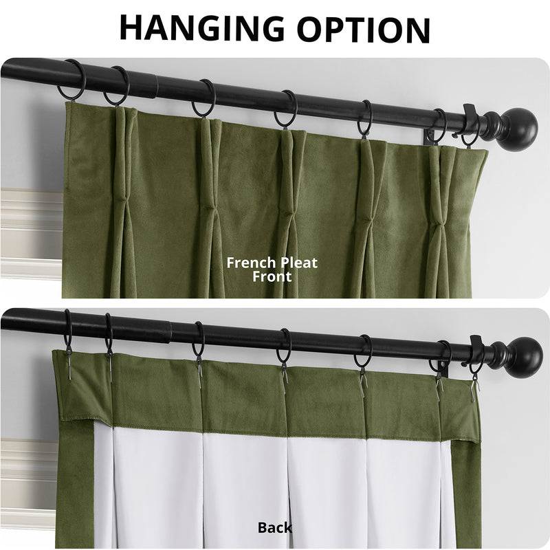 Hunter Green French Pleat Signature Velvet Blackout Curtain