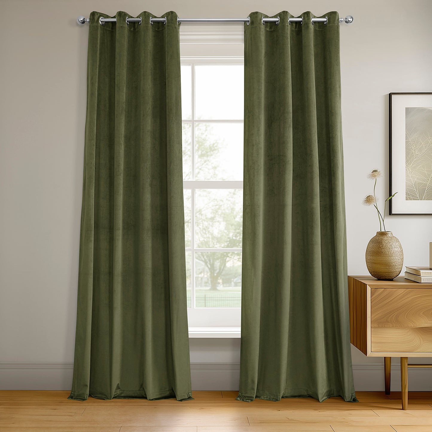 Hunter Green Grommet Signature Velvet Blackout Curtain