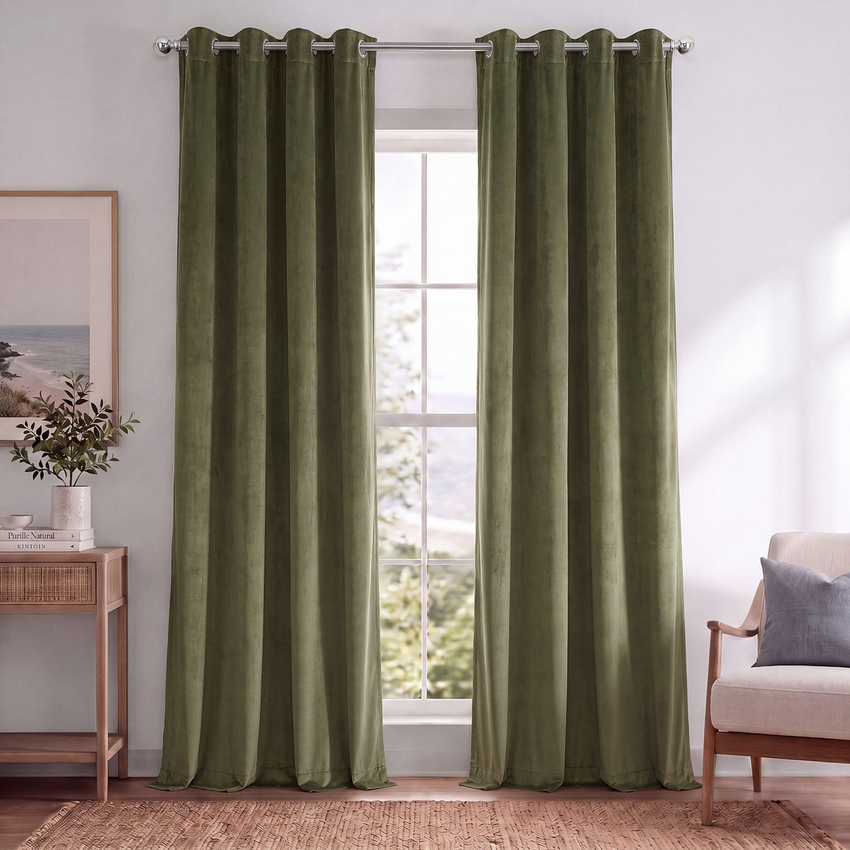 Hunter Green Grommet Signature Velvet Blackout Curtain