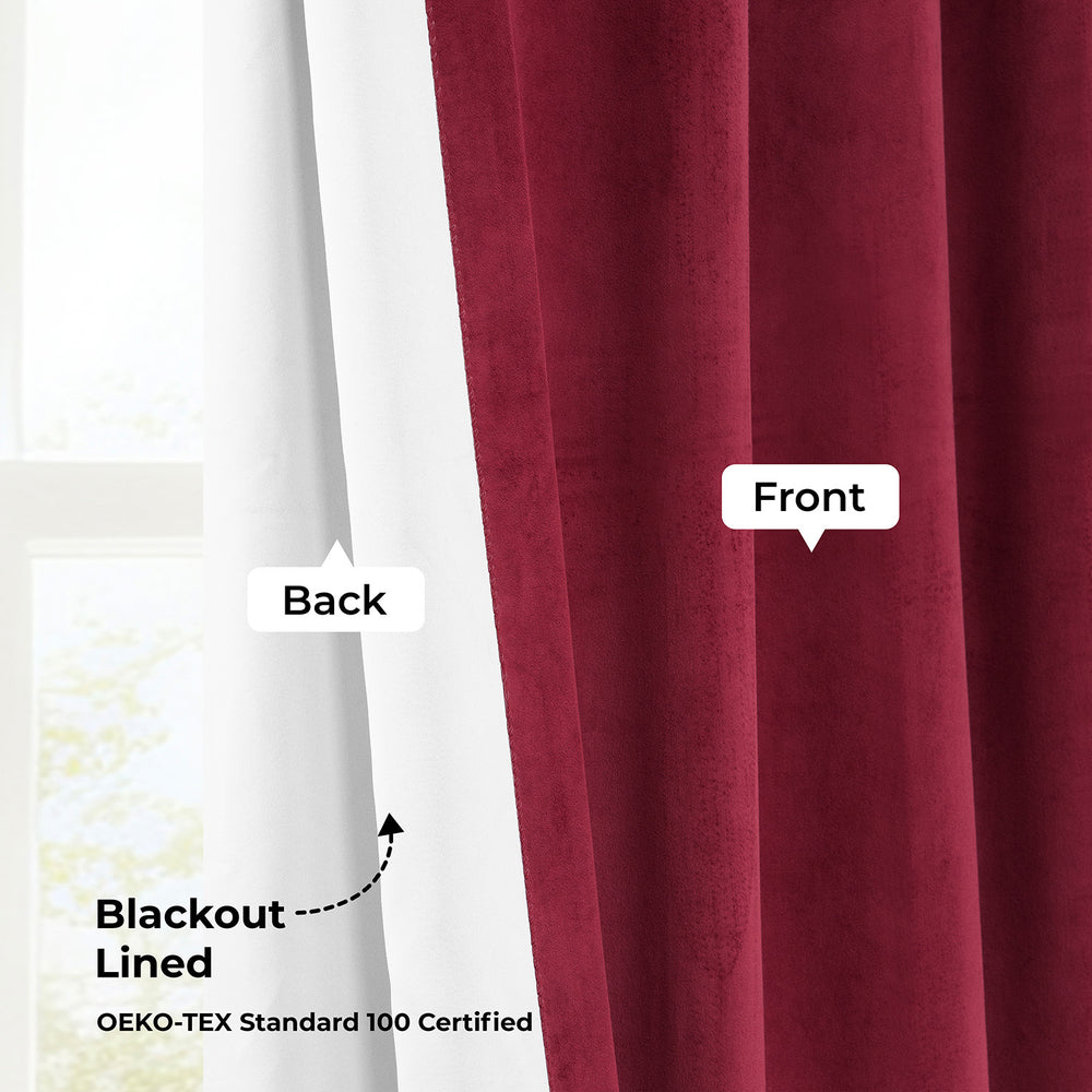 Burgundy Pinch Pleat Signature Velvet Blackout Curtain