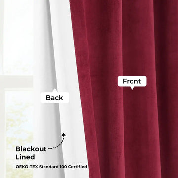 Burgundy Pinch Pleat Signature Velvet Blackout Curtain