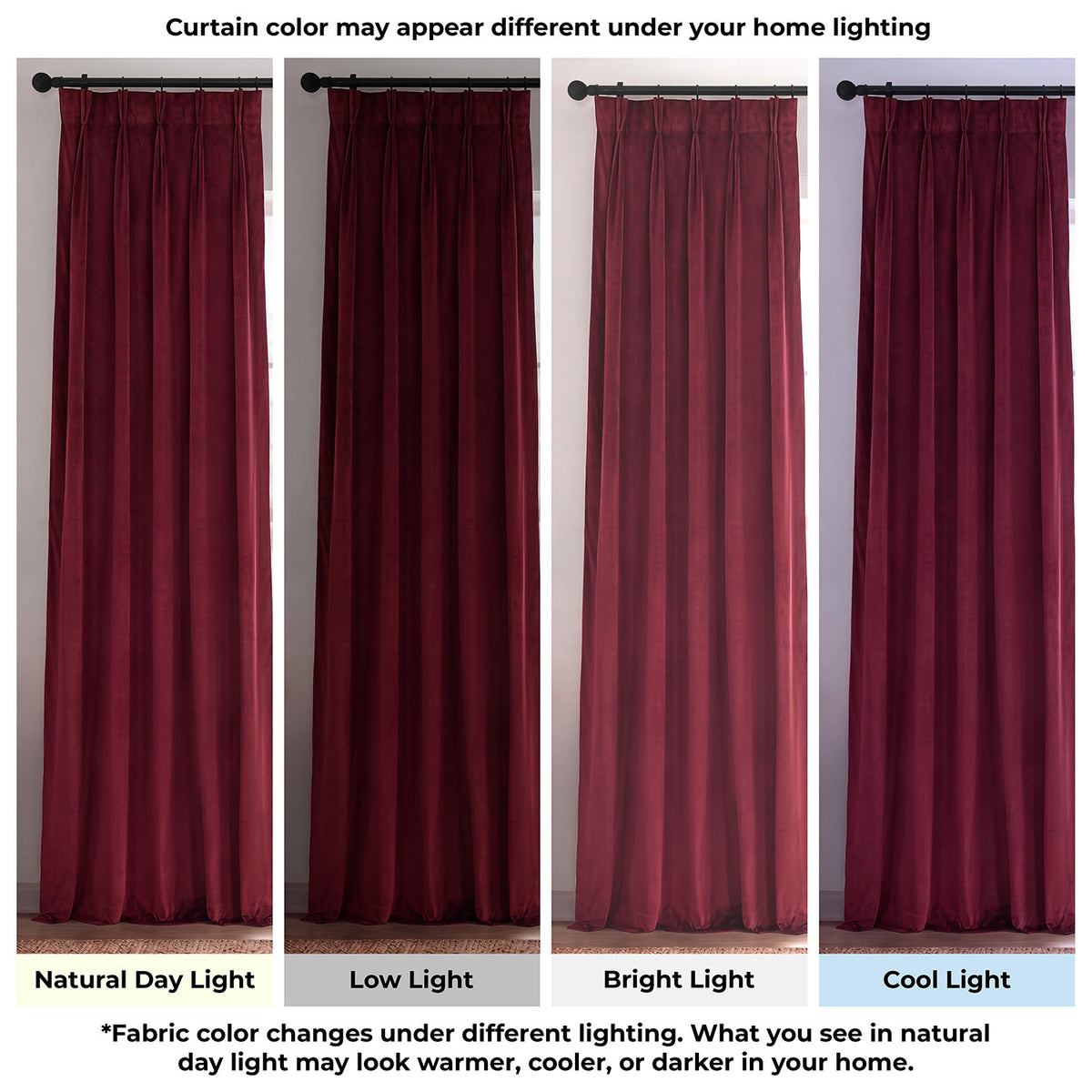 Burgundy Pinch Pleat Signature Velvet Blackout Curtain