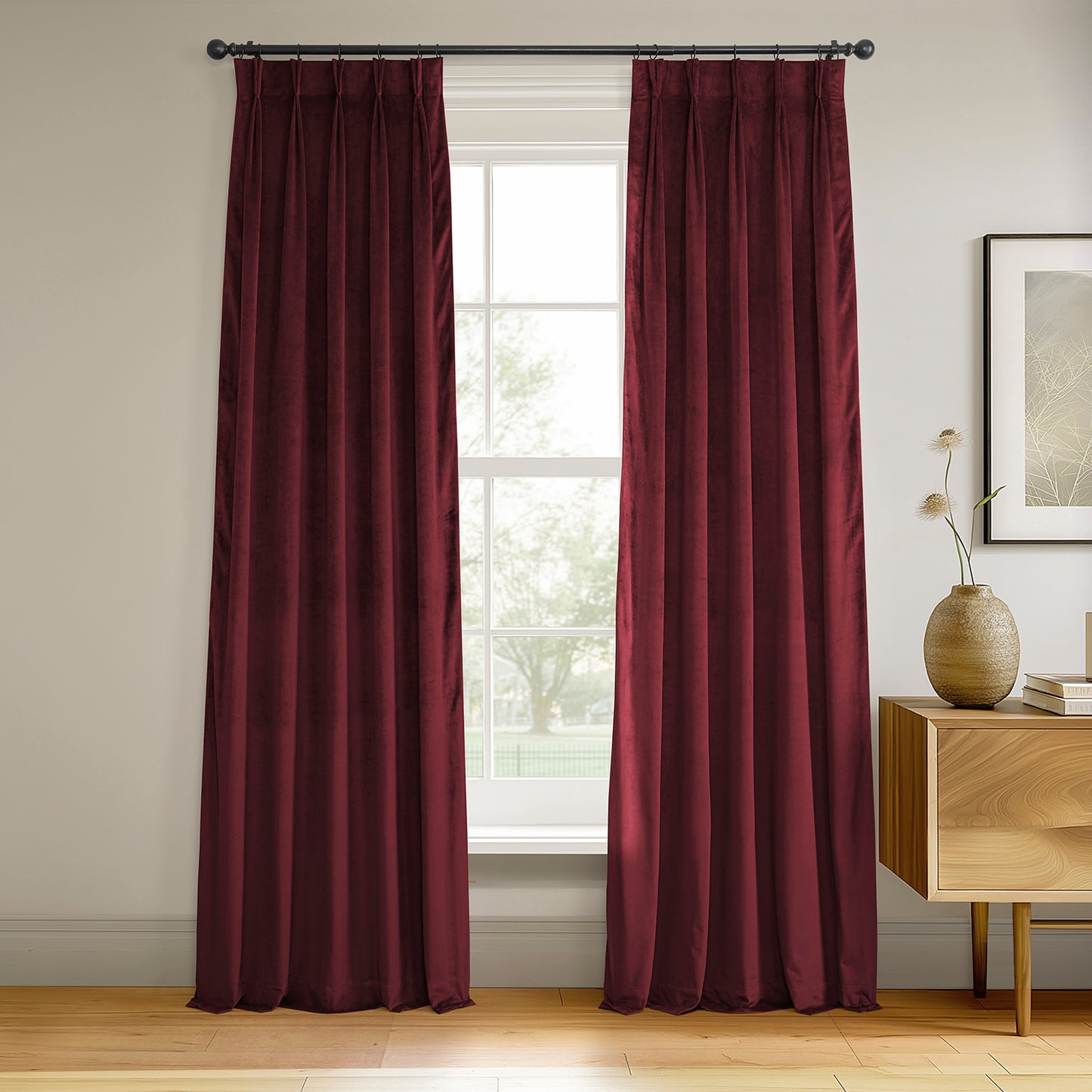 Burgundy French Pleat Signature Velvet Blackout Curtain