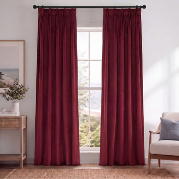 Burgundy Pinch Pleat Signature Velvet Blackout Curtain