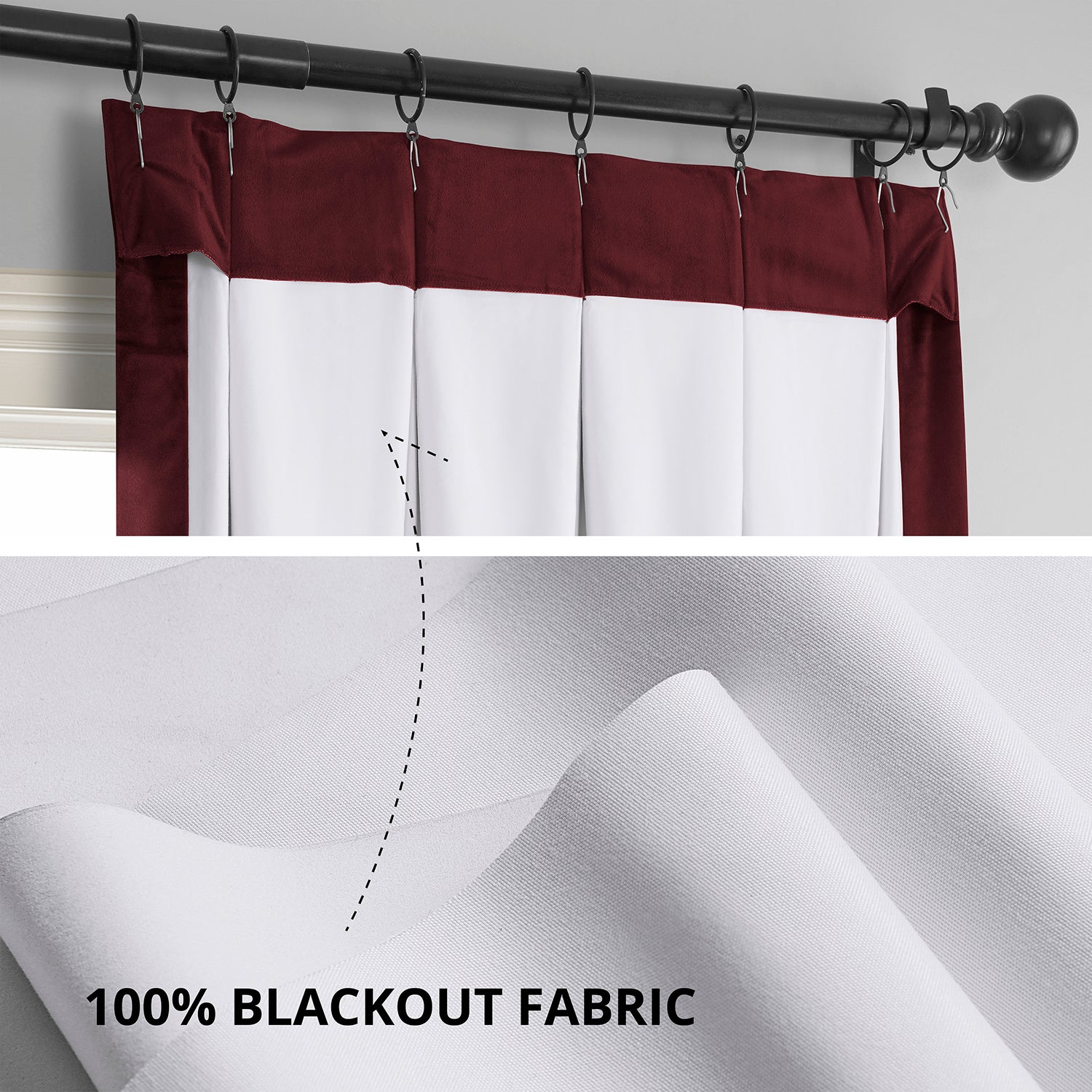 Burgundy French Pleat Signature Velvet Blackout Curtain