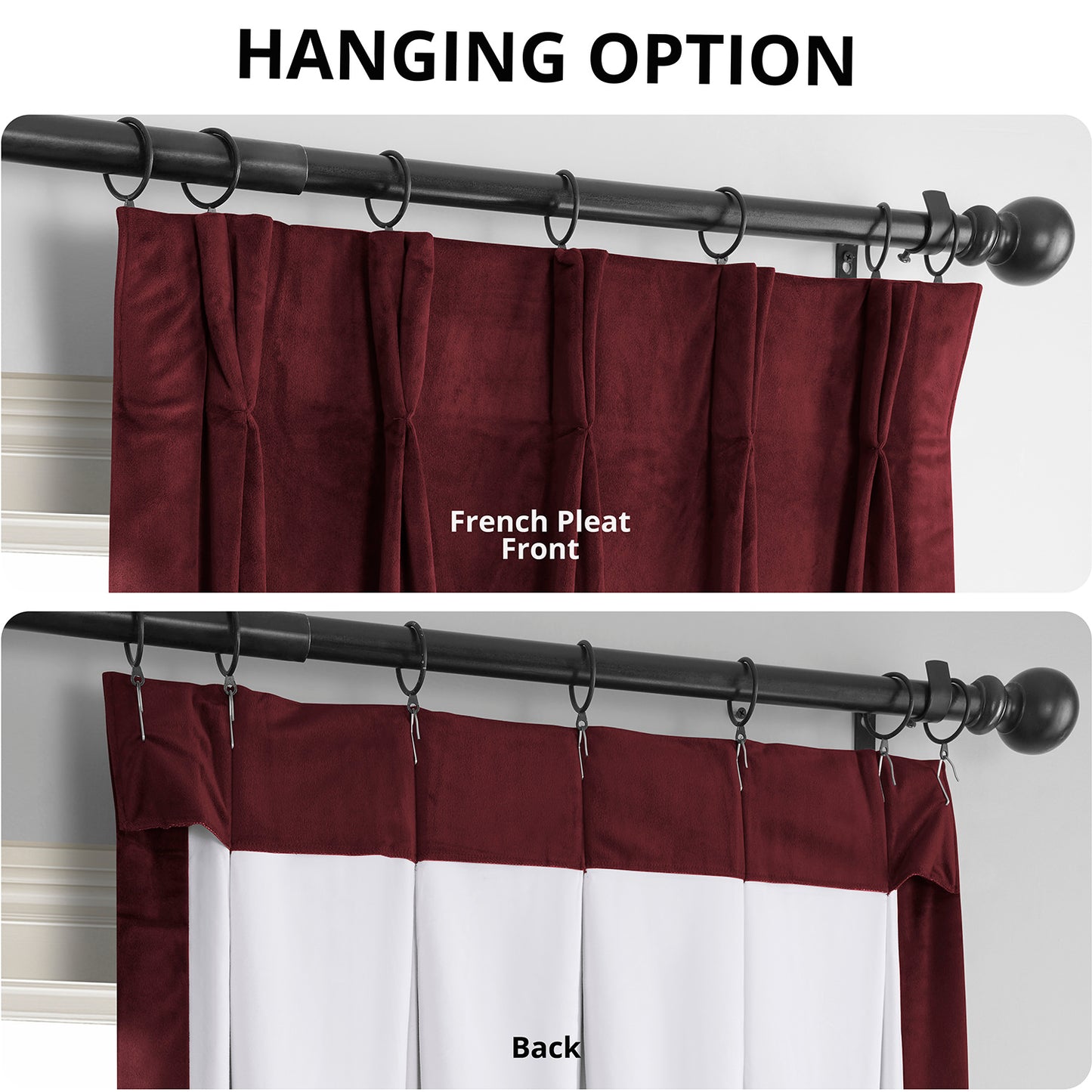 Burgundy French Pleat Signature Velvet Blackout Curtain