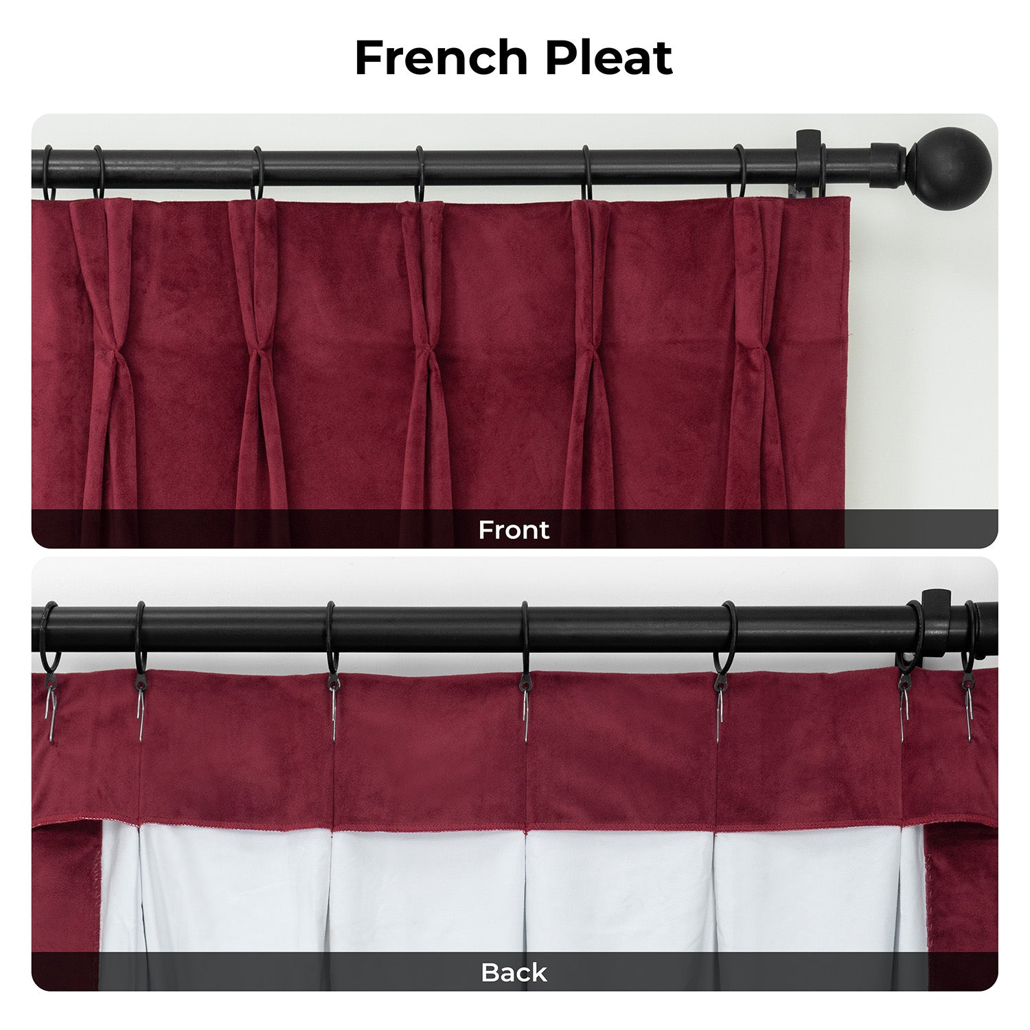 Burgundy Pinch Pleat Signature Velvet Blackout Curtain