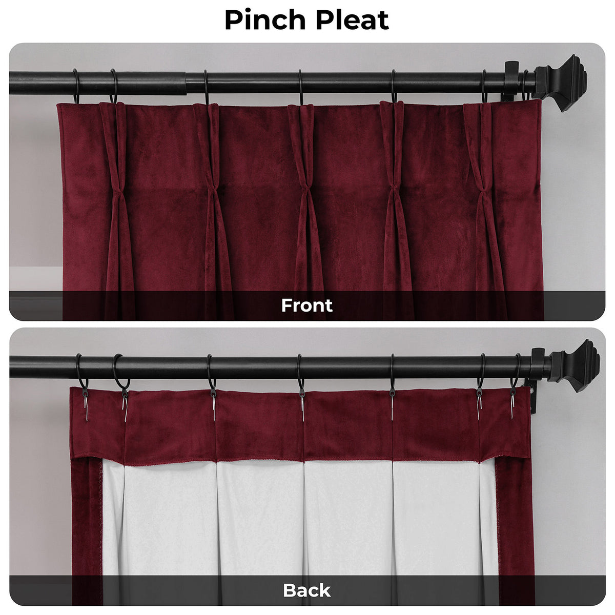 Burgundy Pinch Pleat Signature Velvet Blackout Curtain