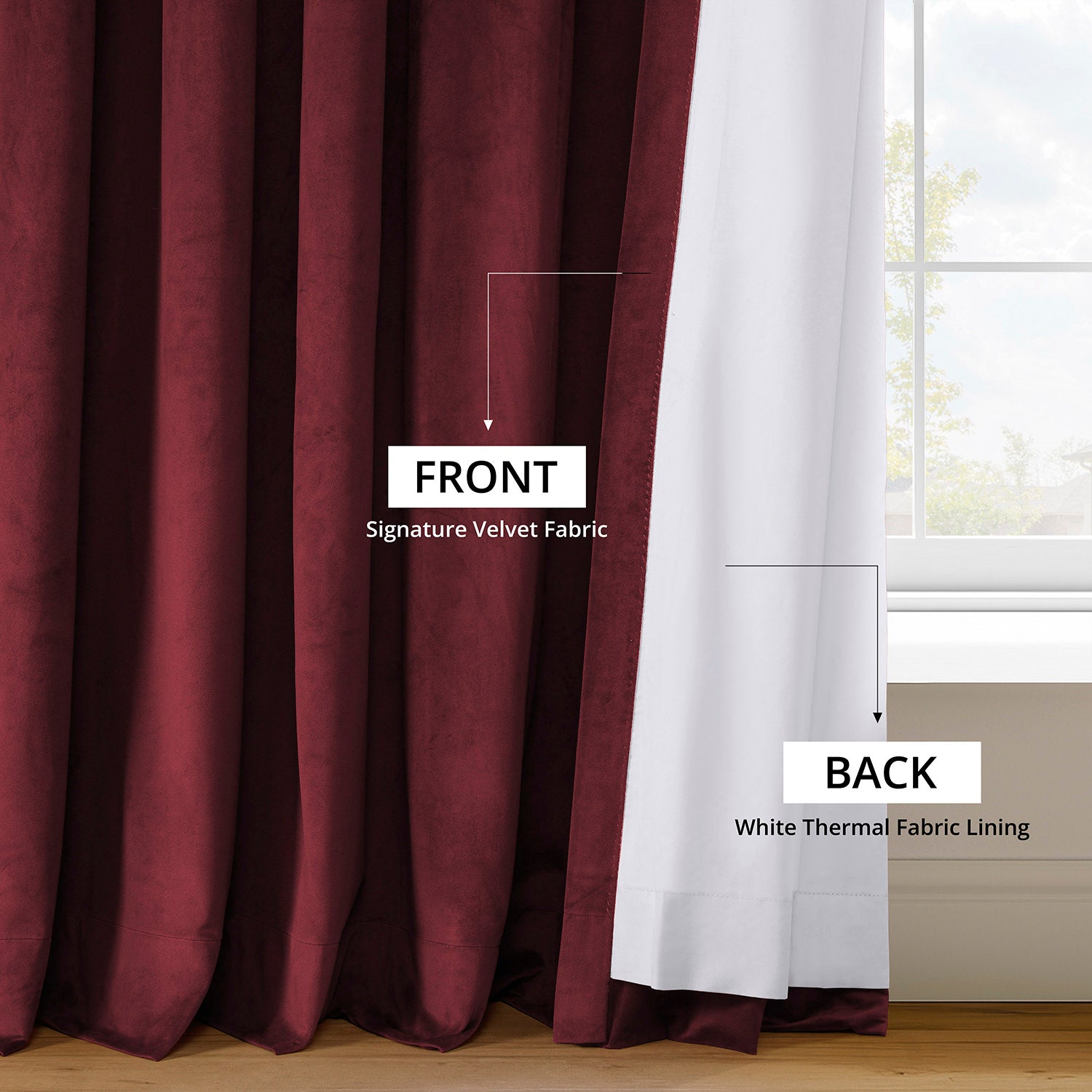 Burgundy French Pleat Signature Velvet Blackout Curtain