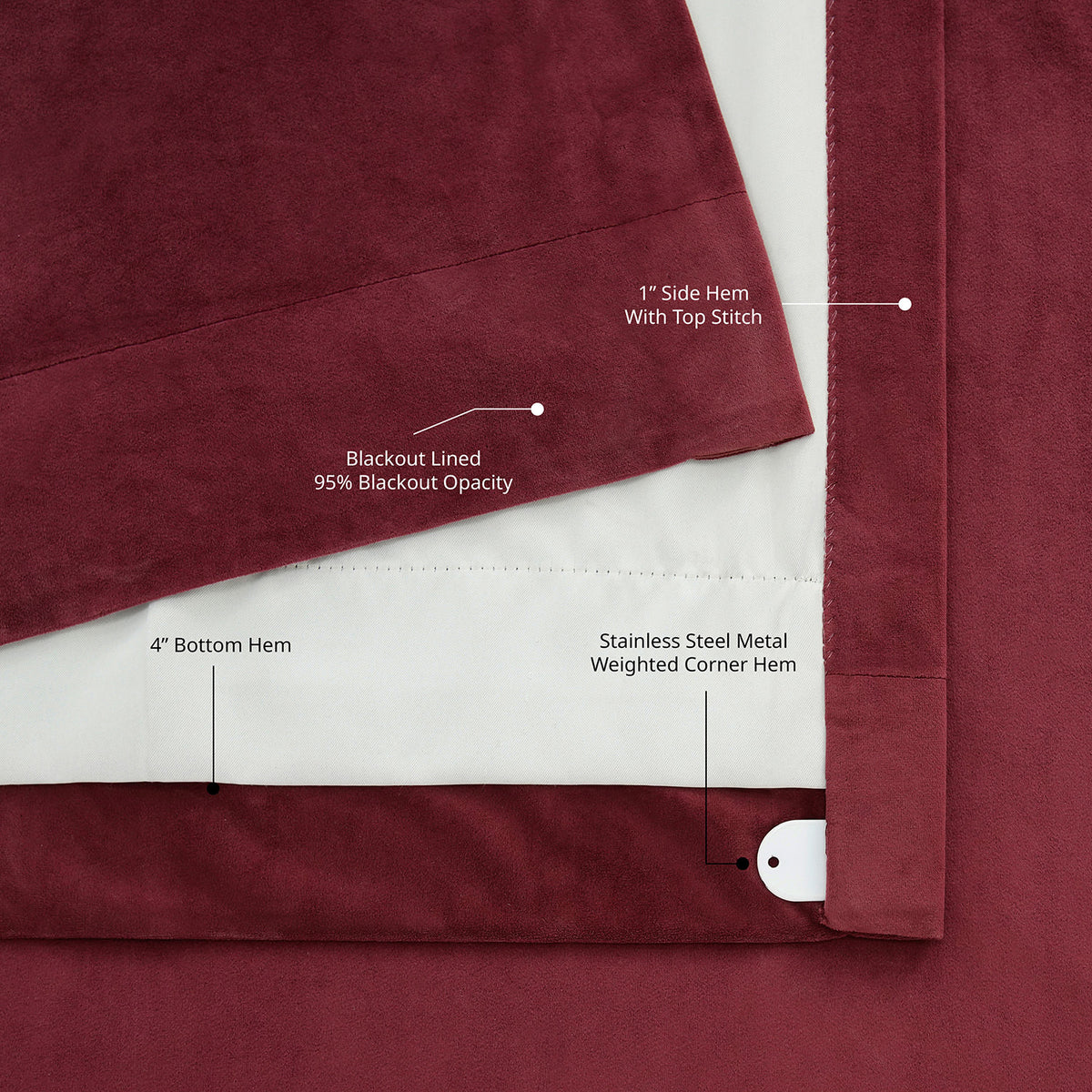 Burgundy Pinch Pleat Signature Velvet Blackout Curtain