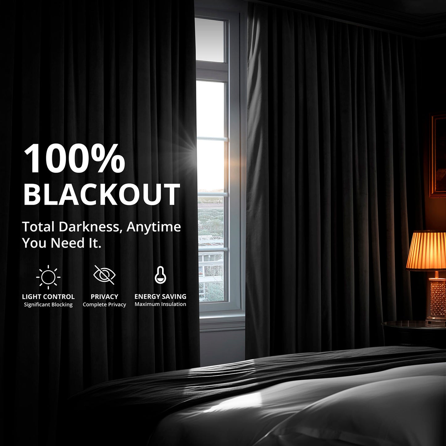 Warm Black French Pleat Signature Velvet Blackout Curtain