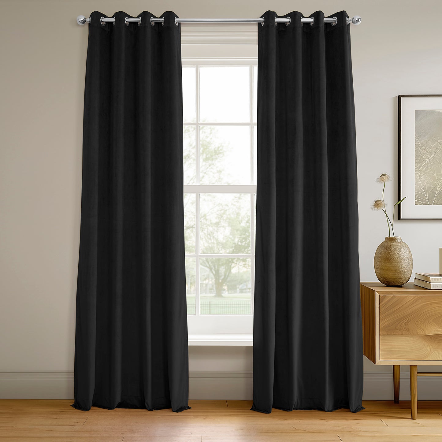 Warm Black Grommet Signature Velvet Blackout Curtain