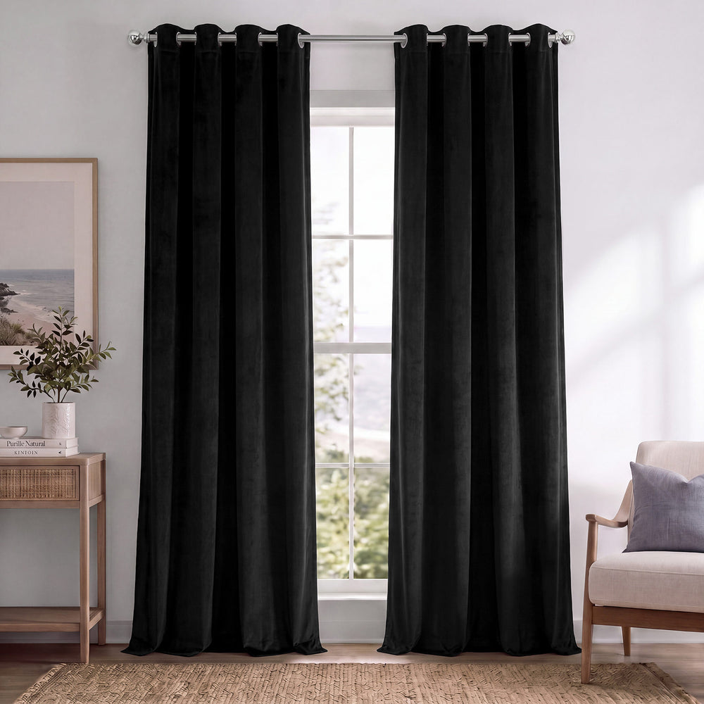 Warm Black Grommet Signature Velvet Blackout Curtain