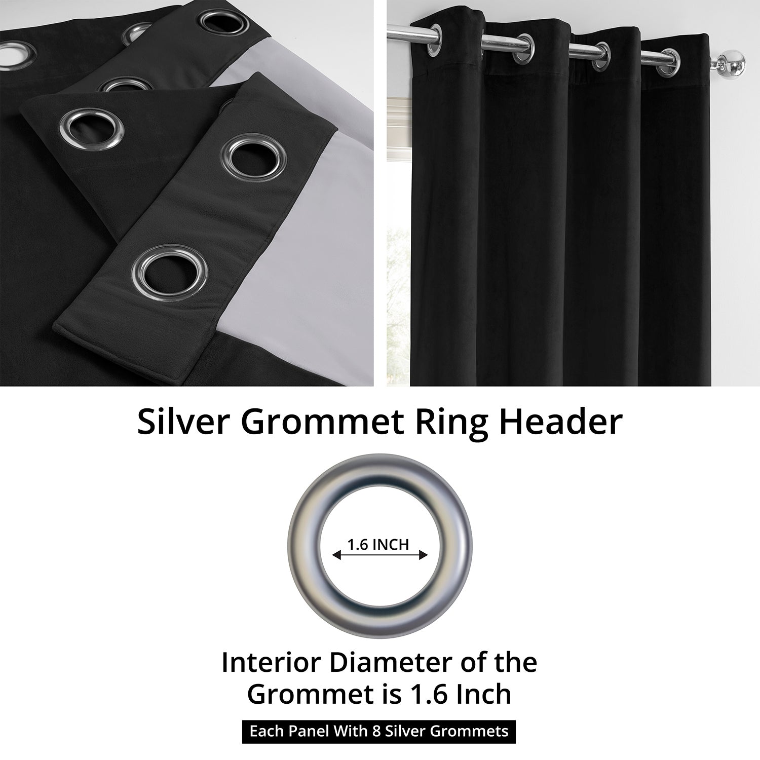 Warm Black Grommet Signature Velvet Blackout Curtain