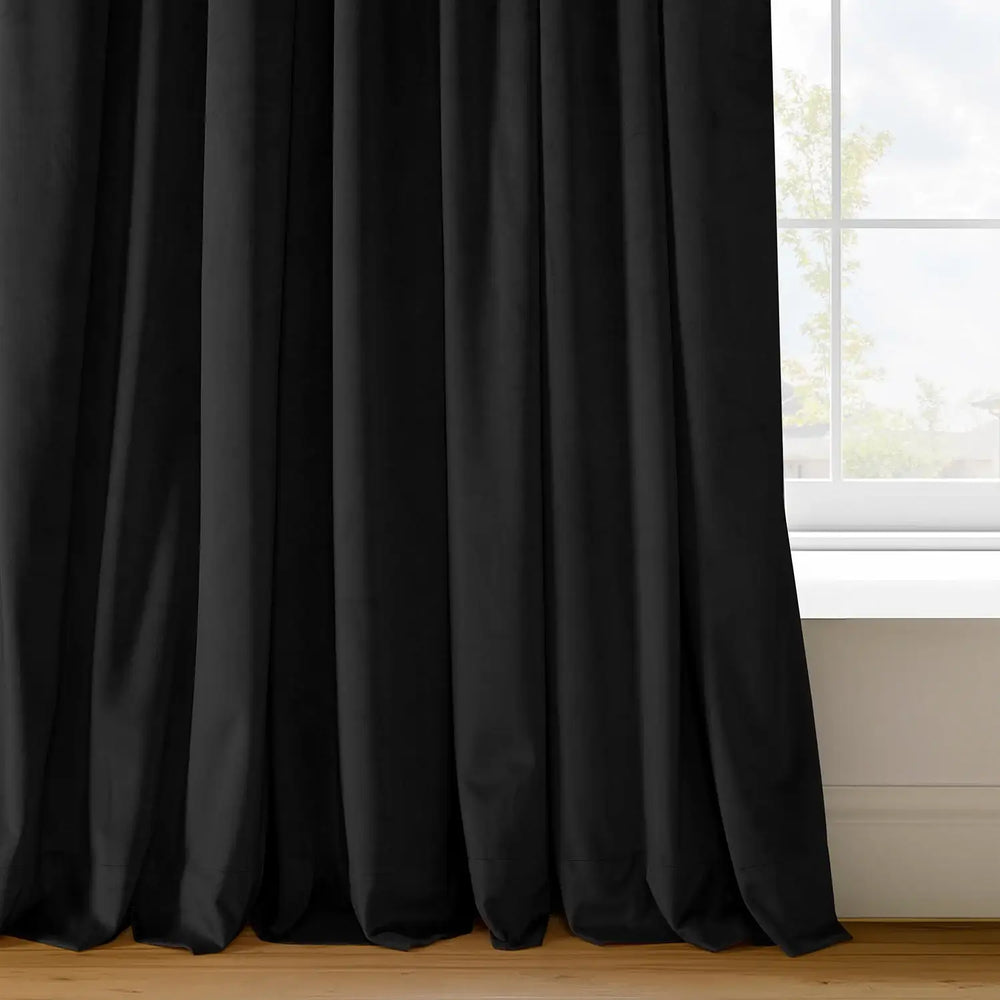 Warm Black Signature Velvet Custom Curtain